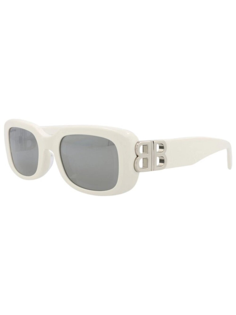 New Balenciaga Women's Sunglasses Square Rectangle Recycled Acetate Frame White